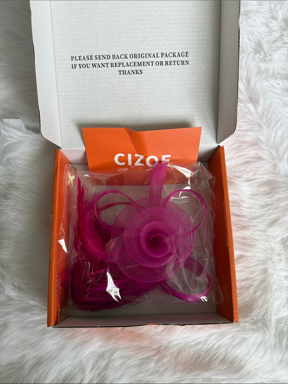 CIZOE Fuchsia Feather Fascinator Headpiece - tea party/Derby/etc.
